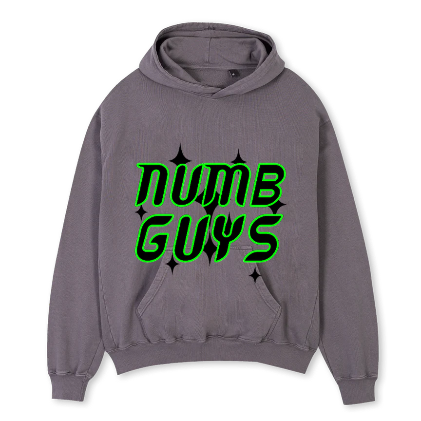 NUMBTOOKAY Pigment Grey Oversized Hoodie.