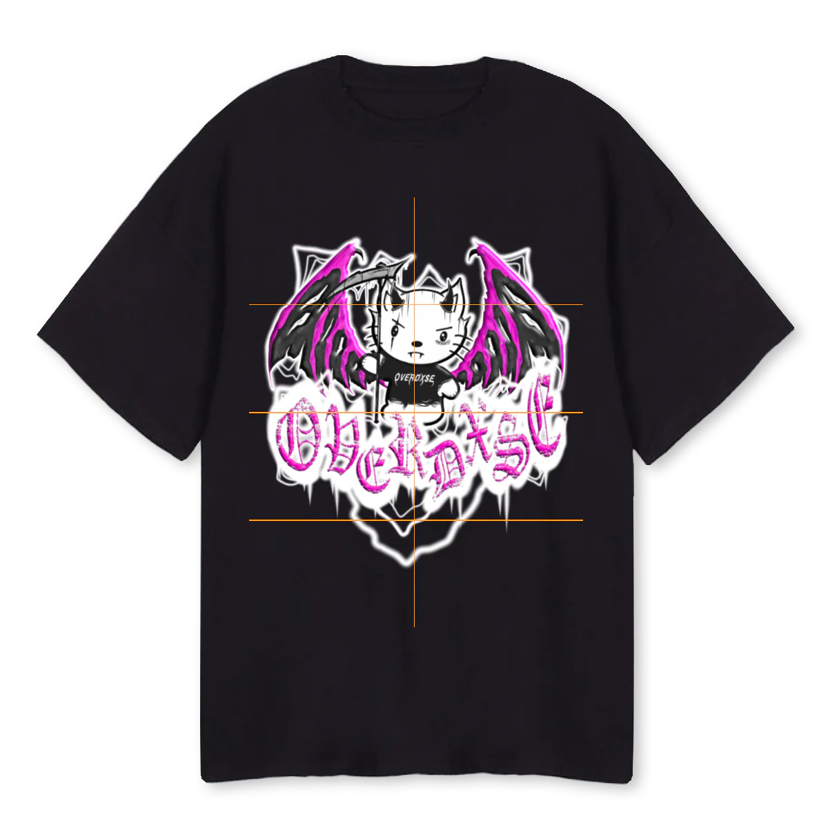 ODKITTYTEE Black Oversized Tee.