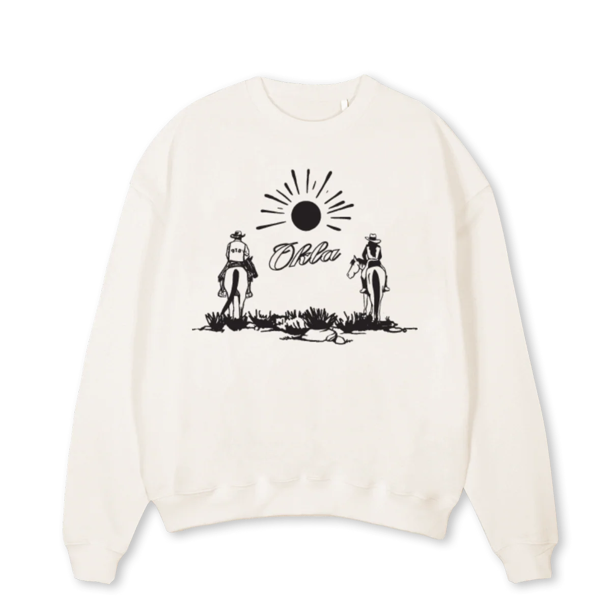 OKLA SUPPLY SUN Vintage White Oversized Crewneck Sweater.