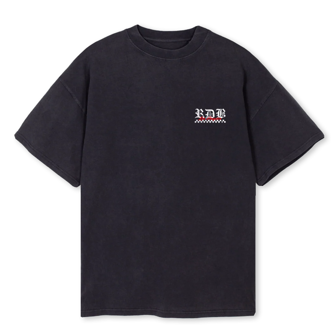 OLDENG Vintage Black Oversized Tee.