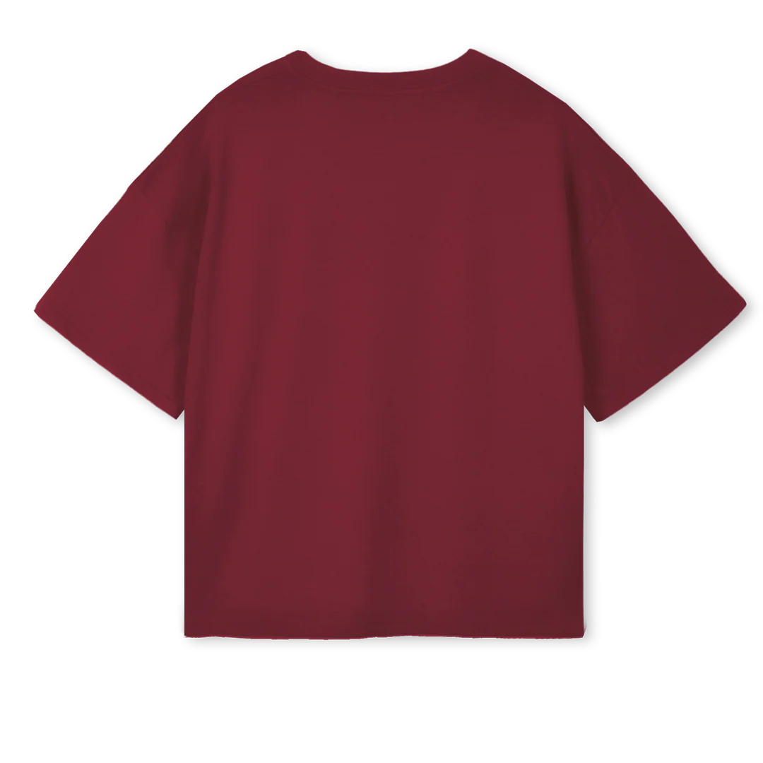 ONESIXFOURTEE Burgundy Oversized Boxy Tee. - Image 2