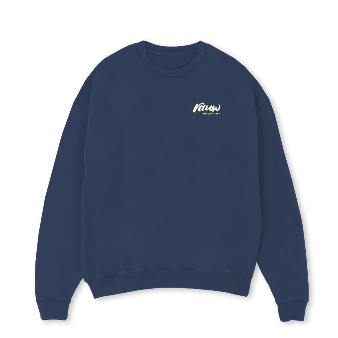 OSASWEATYELLOW Navy Blue Oversized Crewneck Sweater.