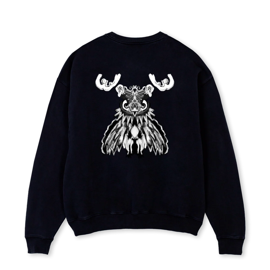 OWLL Black Oversized Crewneck Sweater.