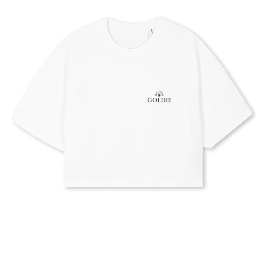 GOLDIECROPTOPSIZESML_W White Cropped Oversized Tee