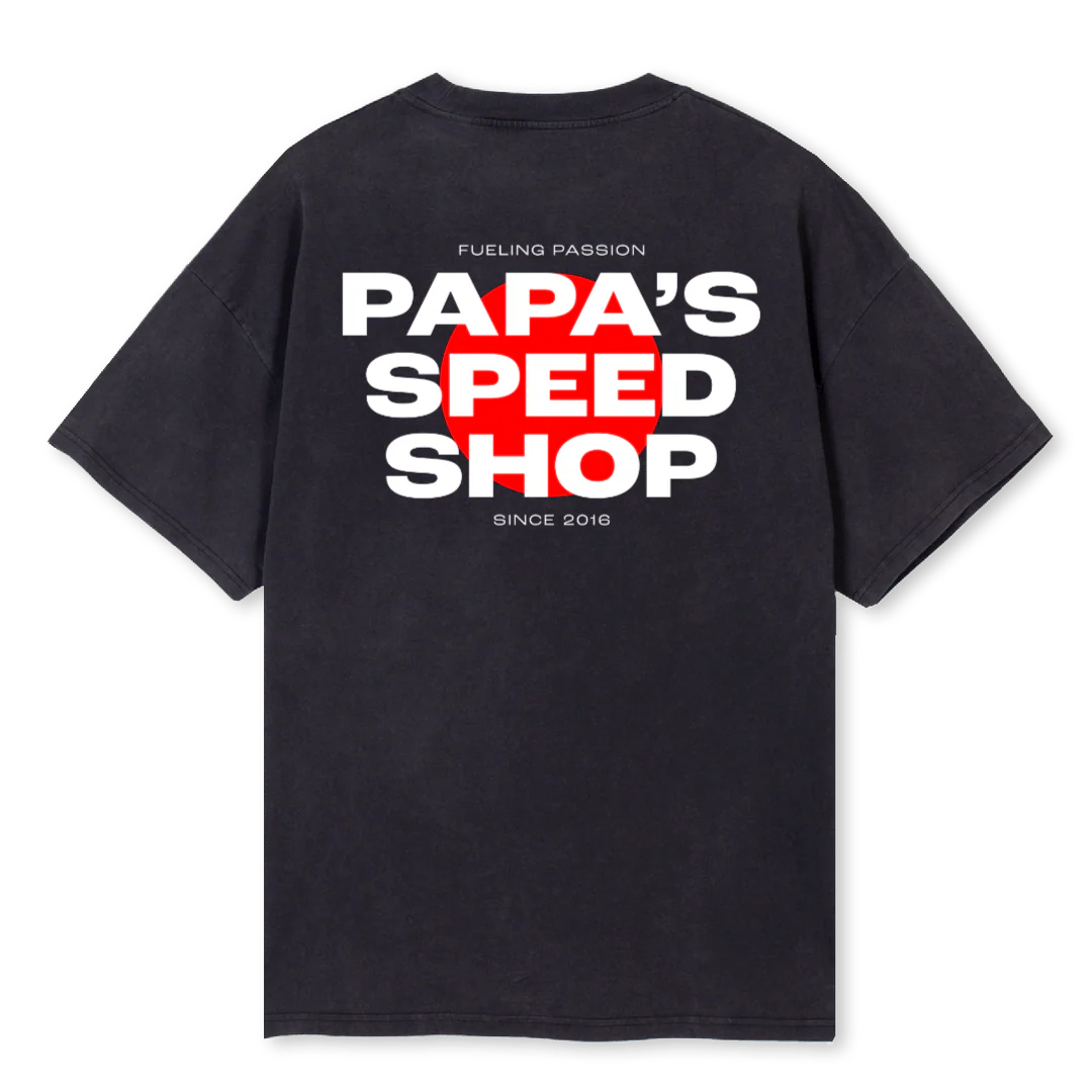 PAPAS RED DOT OS Vintage Black Oversized Tee. - Image 2