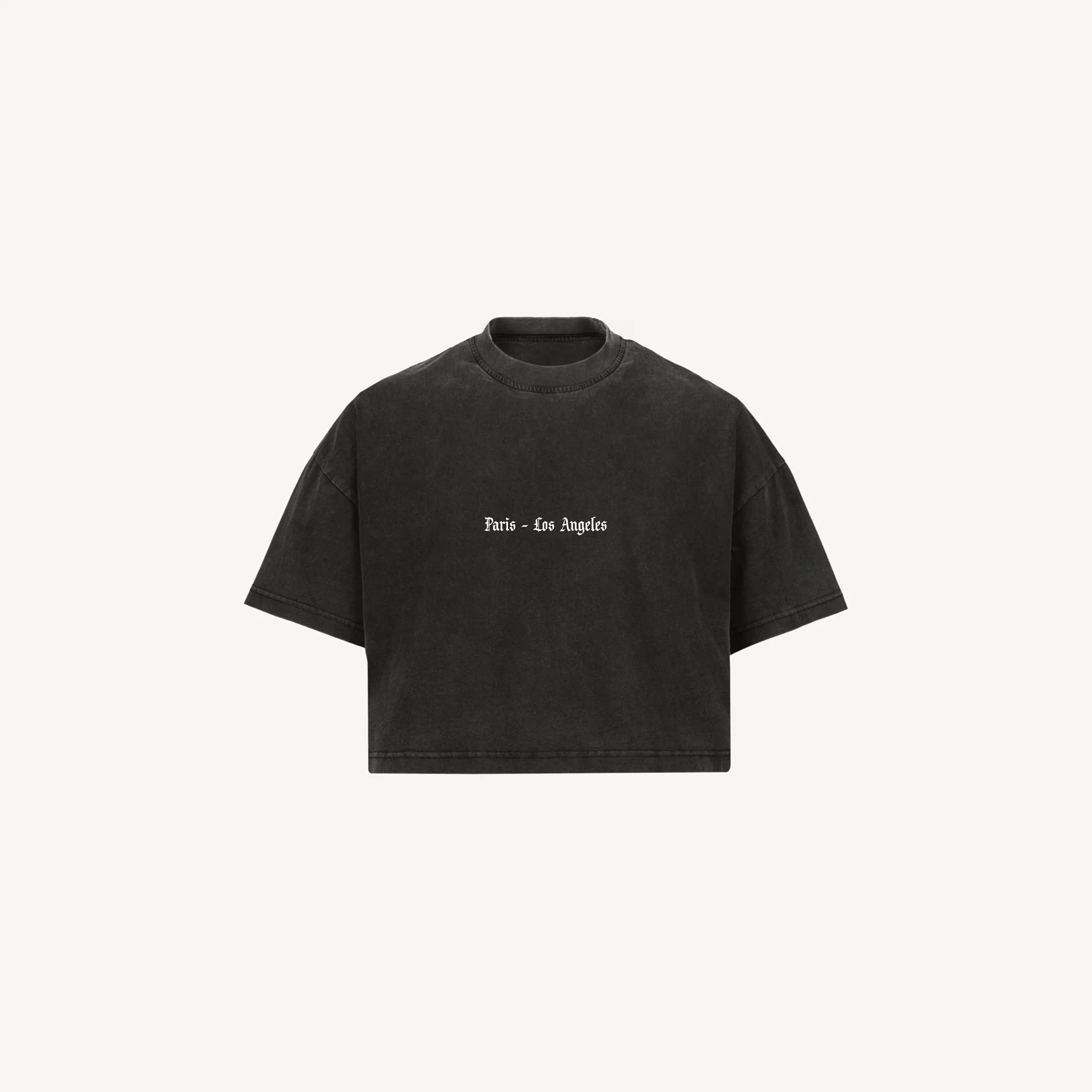 PARIS - LA CROPPED TEE Black Cropped Oversized Tee.