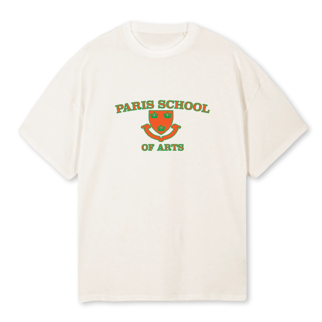 PARIS SCHOOL OF ARTS Vintage White Oversized Tee.
