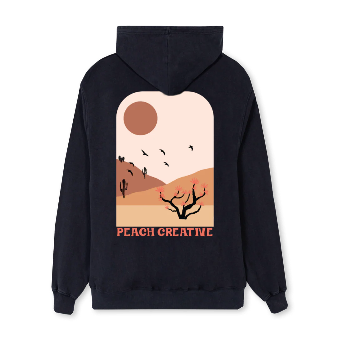 PASTEL DESERT Vintage Black Regular Hoodie. - Image 2
