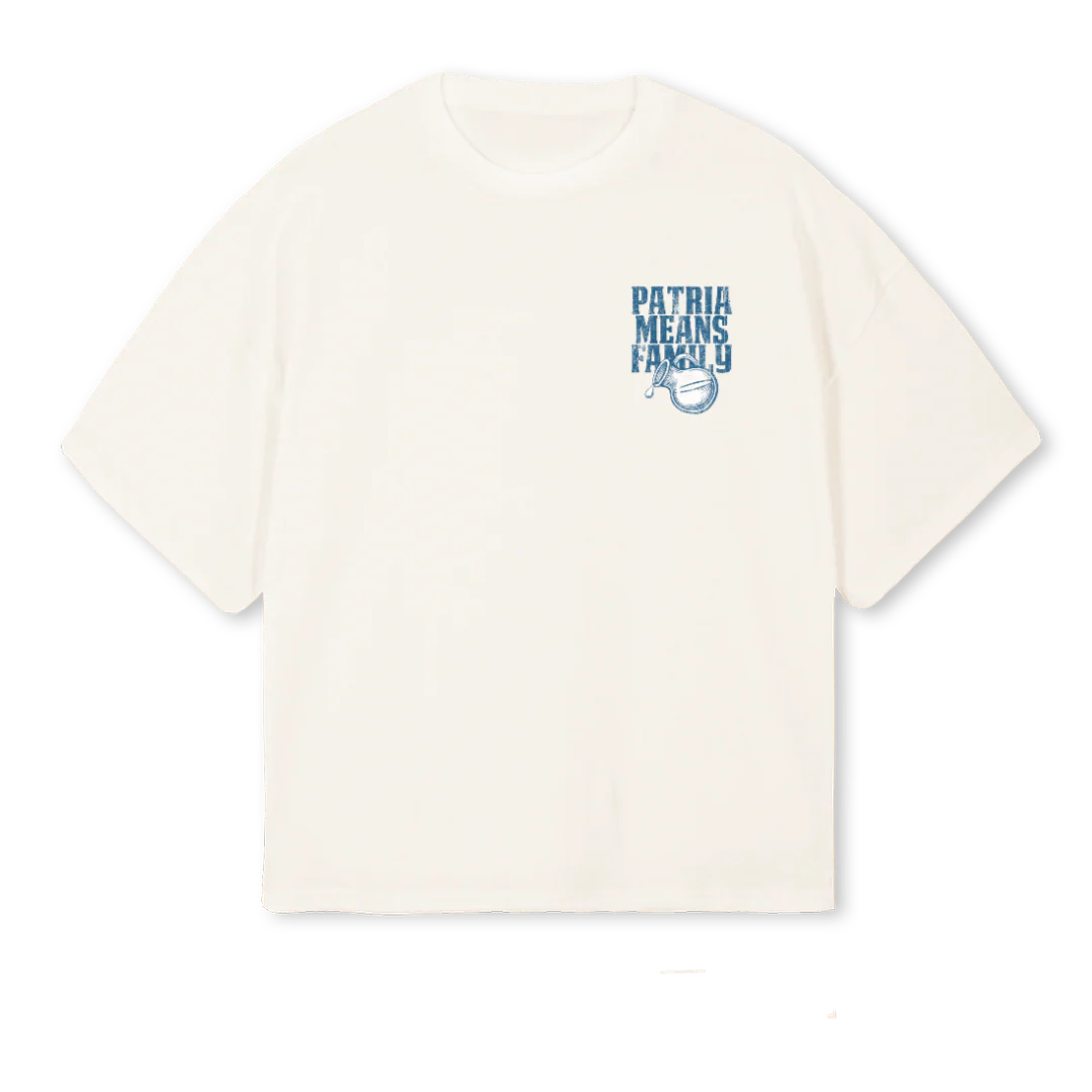 PATRIAMEANSFAMILY Vintage White Oversized Boxy Tee.