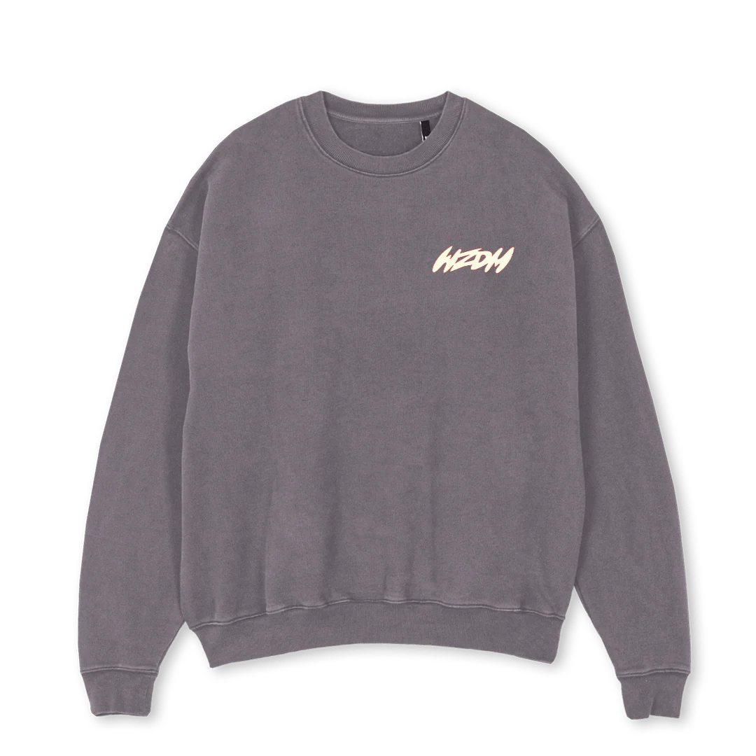 PLANETS Pigment Grey Oversized Crewneck Sweater.