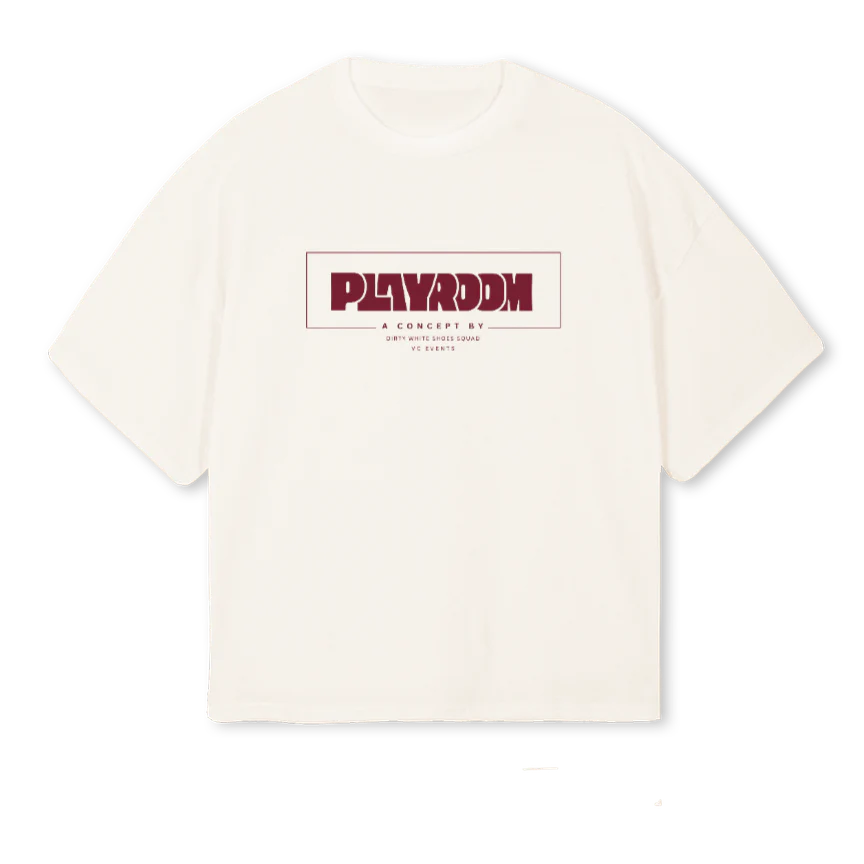 PLAYROOMBOXYVINWBURG Vintage White Oversized Boxy Tee.