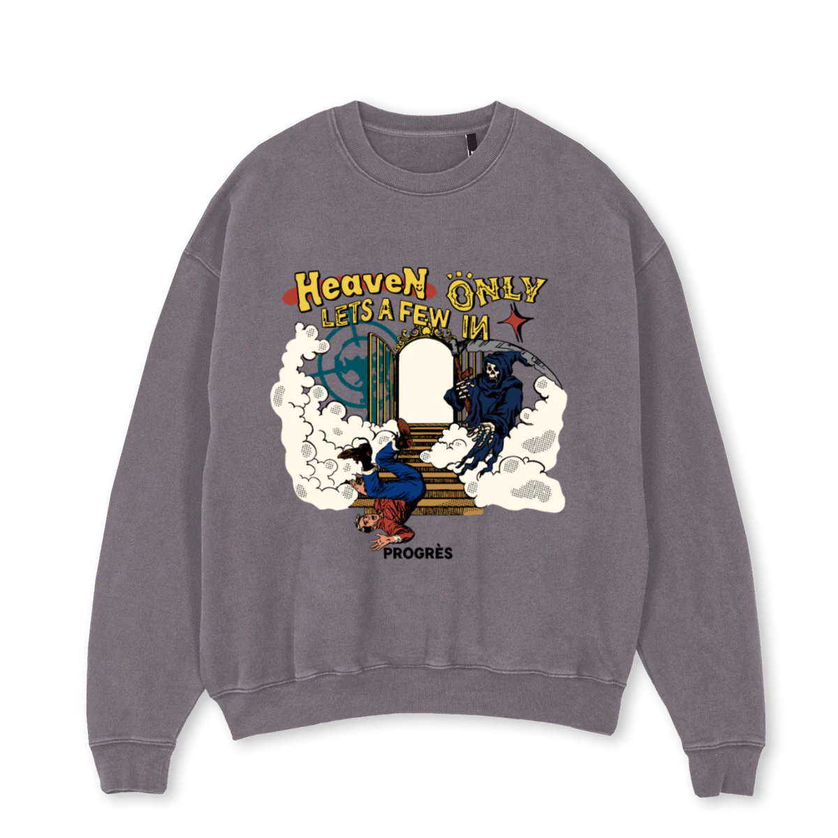 PLSHEAVENCREW Pigment Grey Oversized Crewneck Sweater.