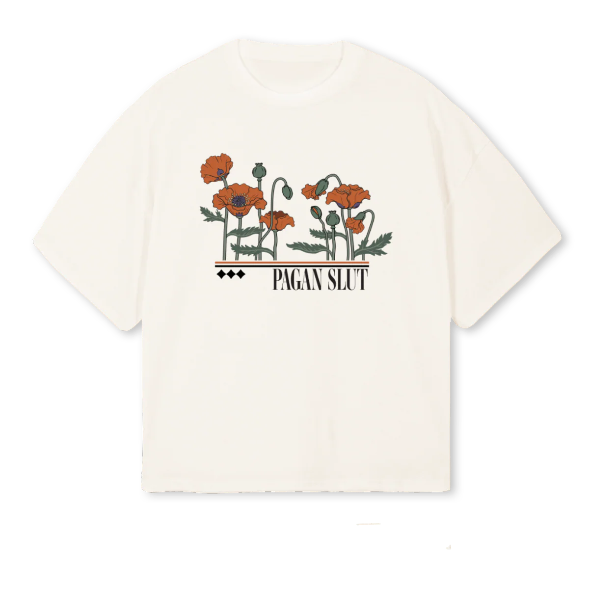 POPPY GARDEN Vintage White Oversized Boxy Tee.