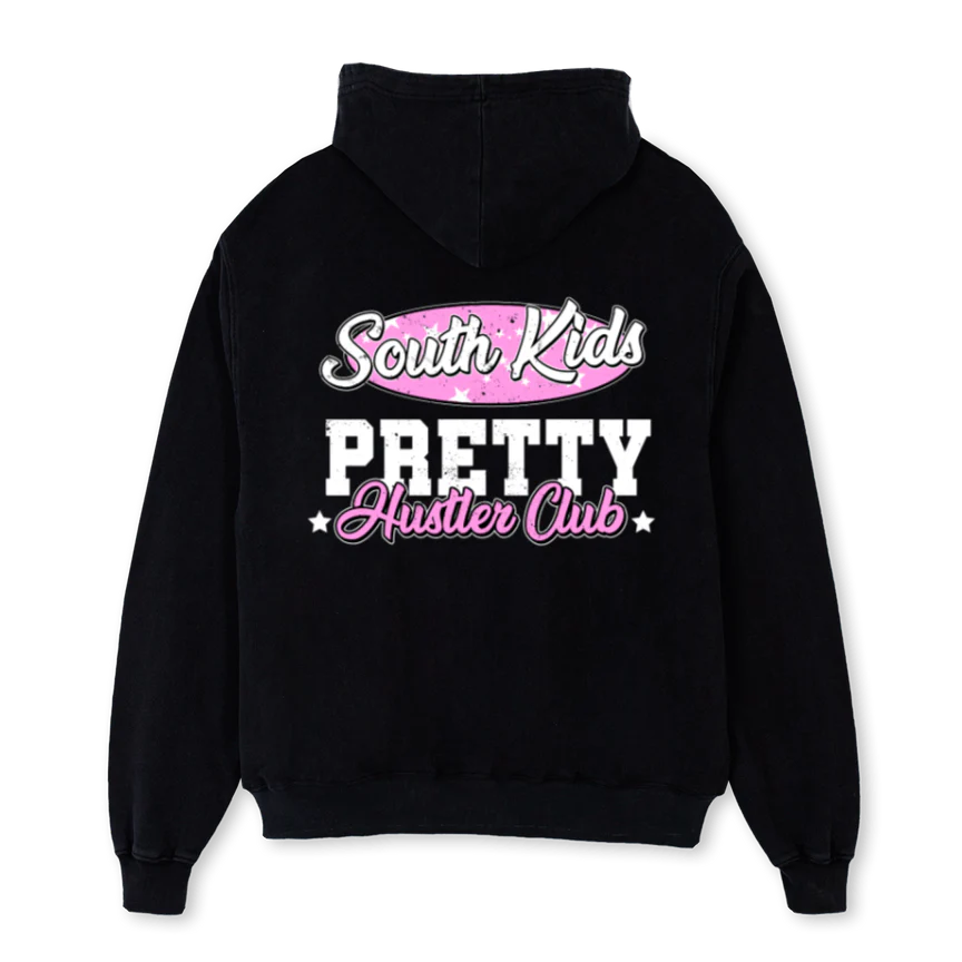 PRETTYHUSTLERCLUBZIP Black Oversized Zipped Hoodie. - Image 2