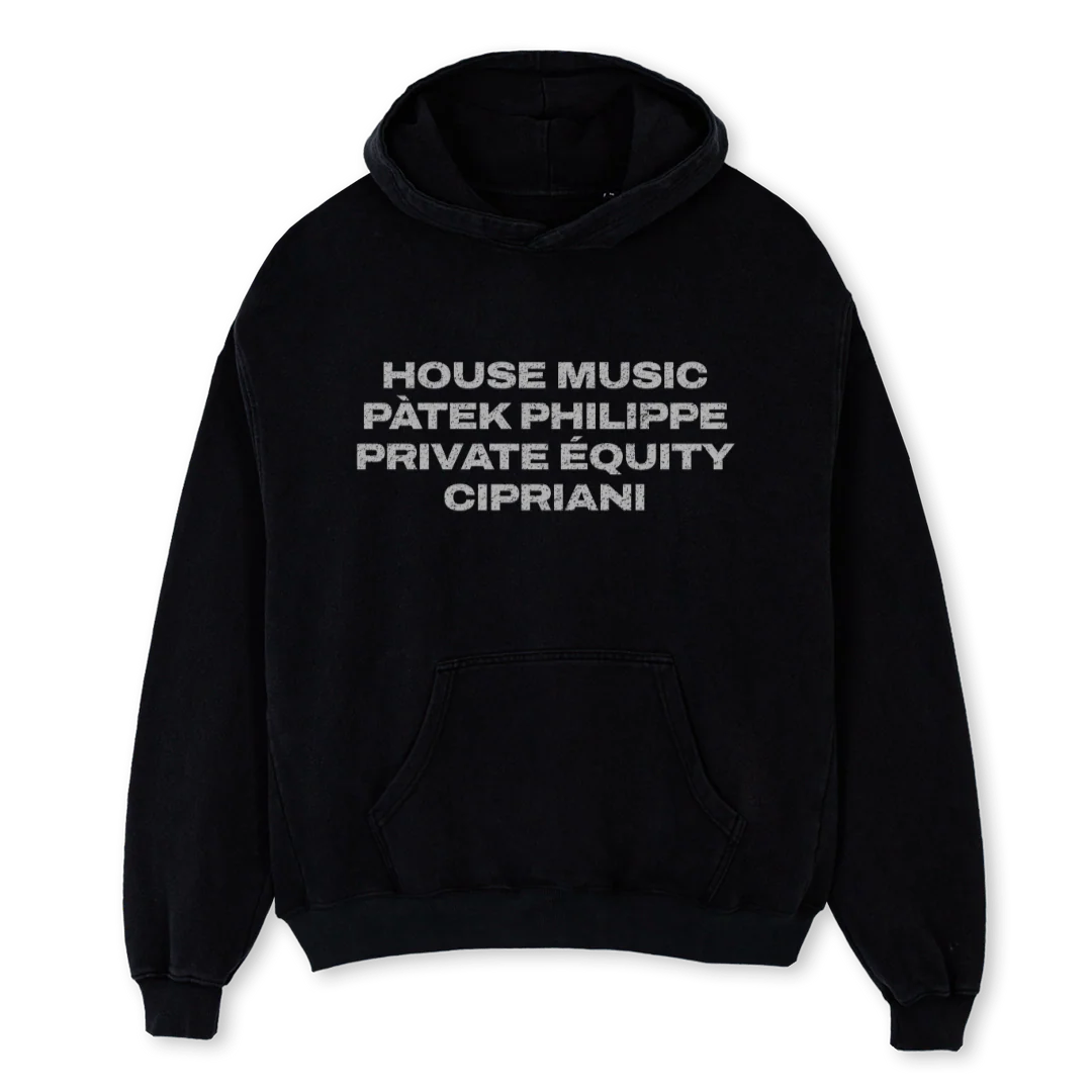 PRIVATEEQUITYHOODIE Black Oversized Hoodie.