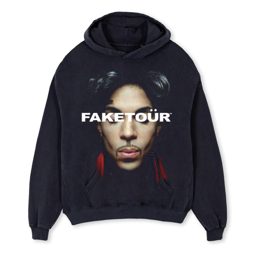PRNC FAKETOUR Vintage Black Oversized Hoodie.