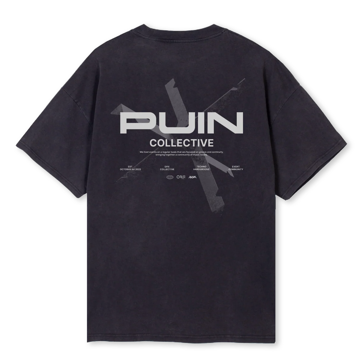 PUIN COLLECTIVE MRCH Vintage Black Oversized Tee. - Image 2