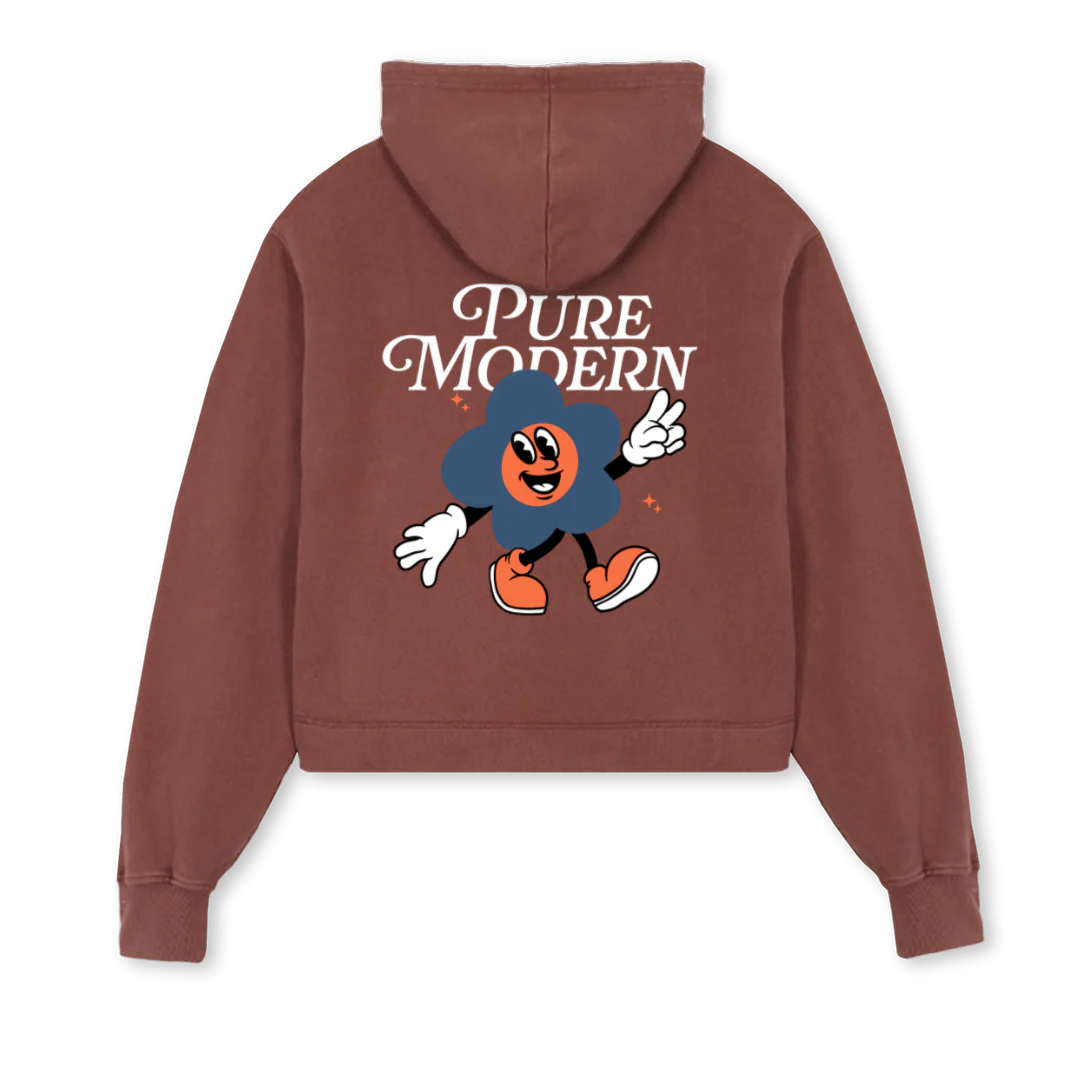 PURECROPFLOWERDESIGN Vintage Brown Cropped Hoodie. - Image 2