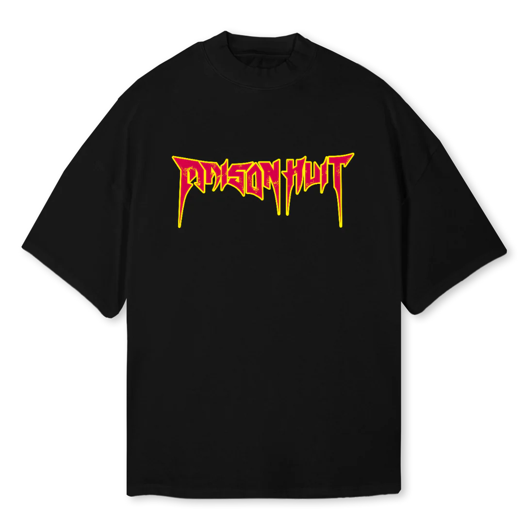 RAR TEE Black Oversized Mock Neck Tee.