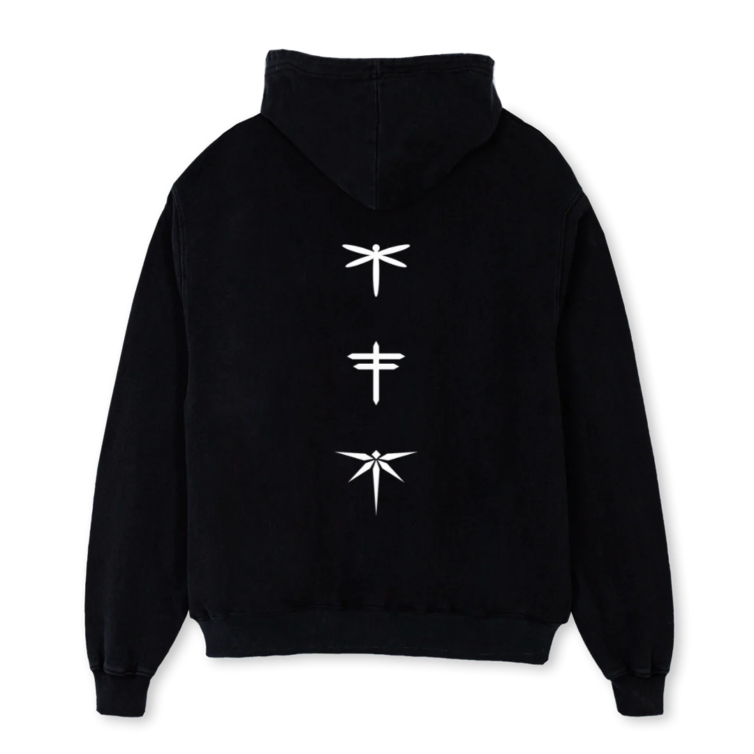 REAR BANNER HOODIE Black Oversized Hoodie. - Image 2