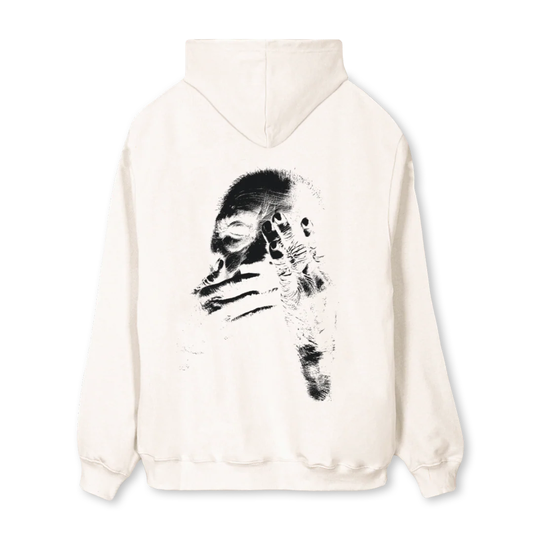 REBELZIP Vintage White Regular Zipped Hoodie. - Image 2