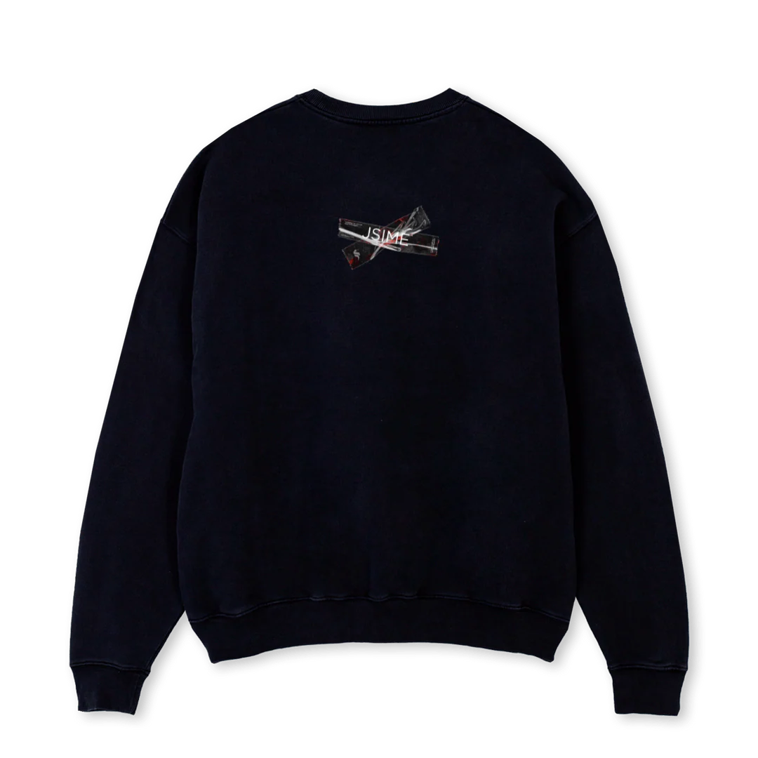 REDBLUE  Black Oversized Crewneck Sweater. - Image 2