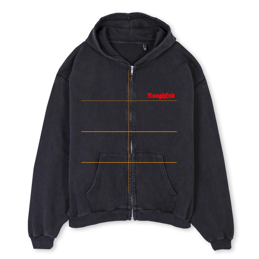 REOOBHEAVYVA  Vintage Black Oversized Zipped Hoodie.