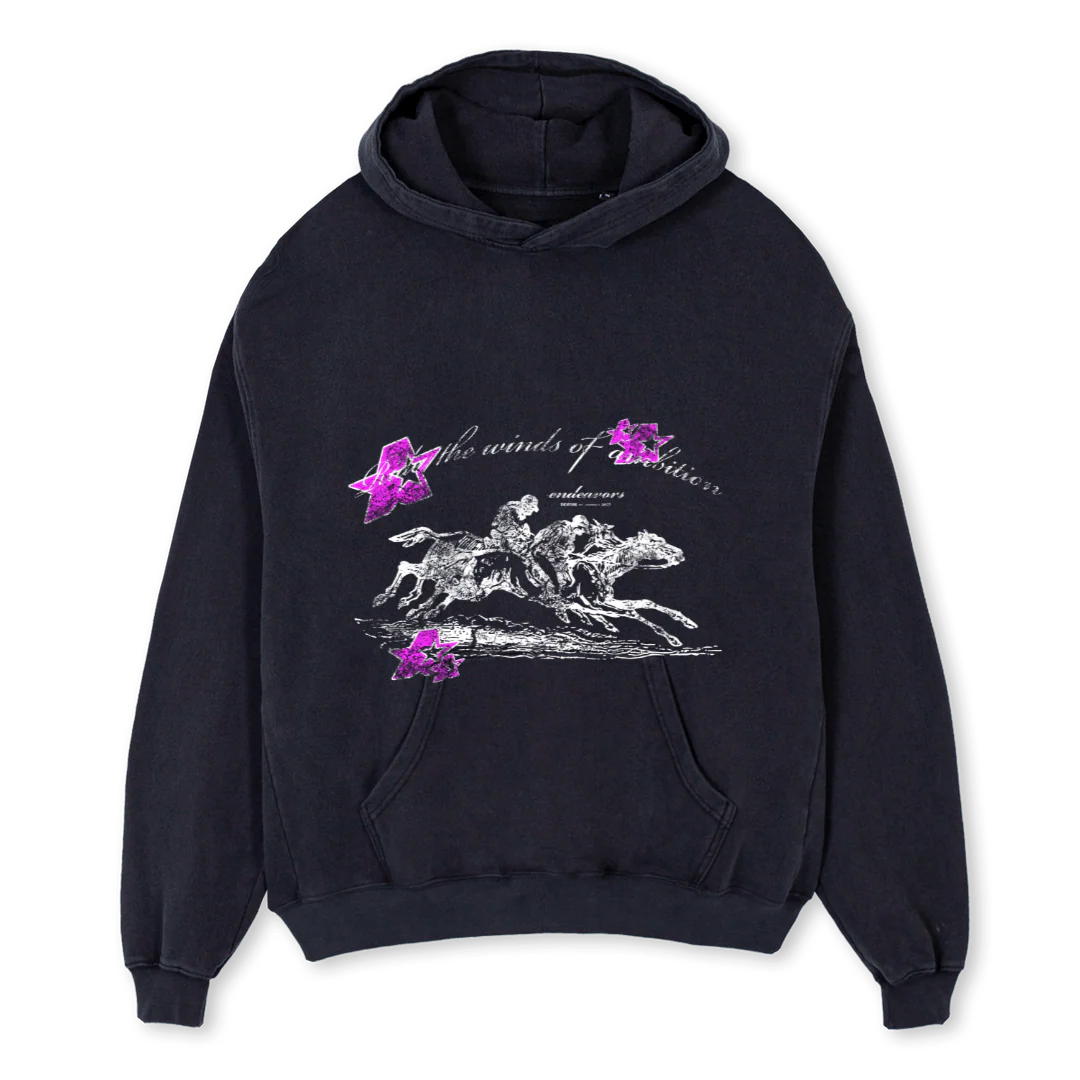 RIDERSSTARSVI Vintage Black Oversized Hoodie.