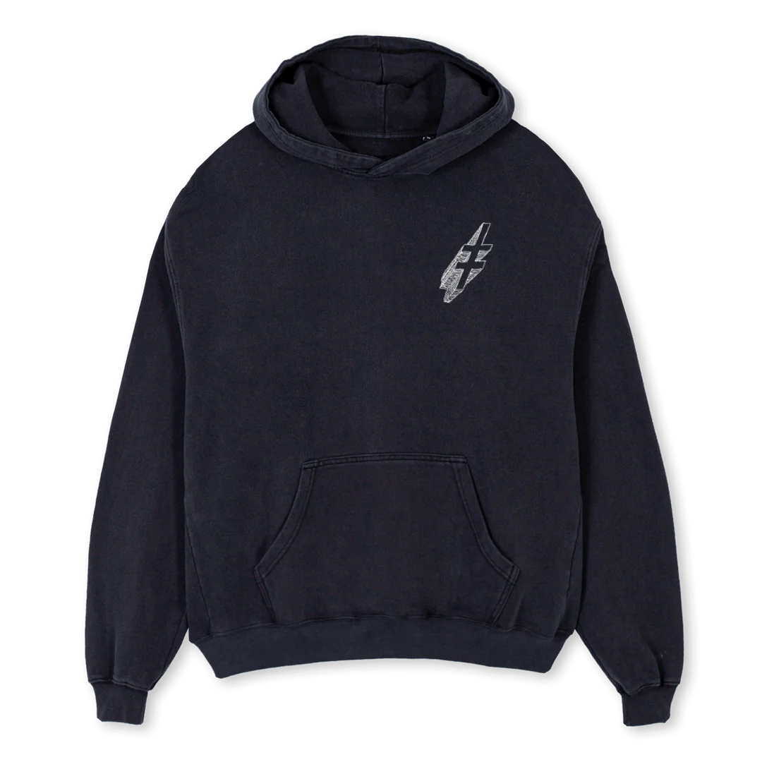 RISE Vintage Black Oversized Hoodie.