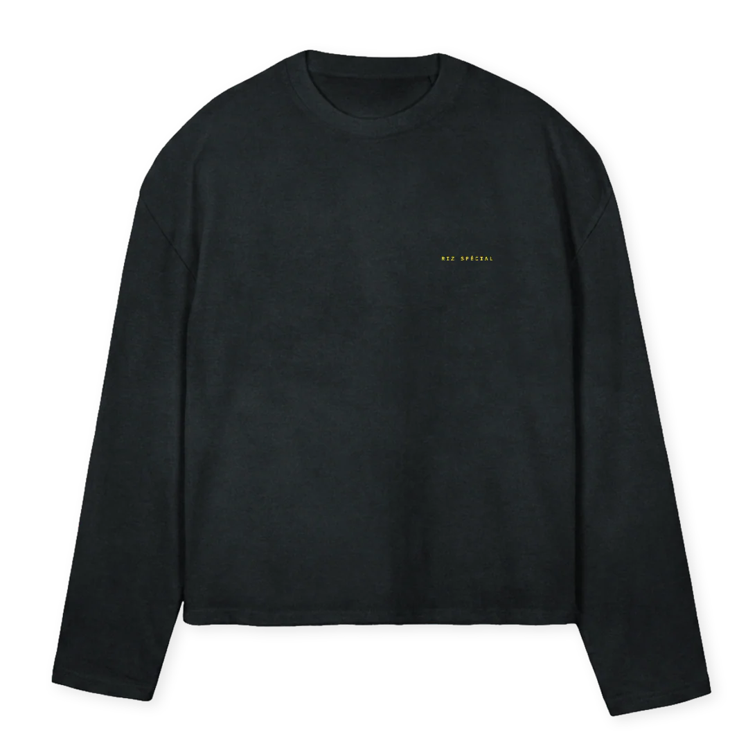 RIZ SPECIAL LST Vintage Black Oversized Boxy LS Tee.