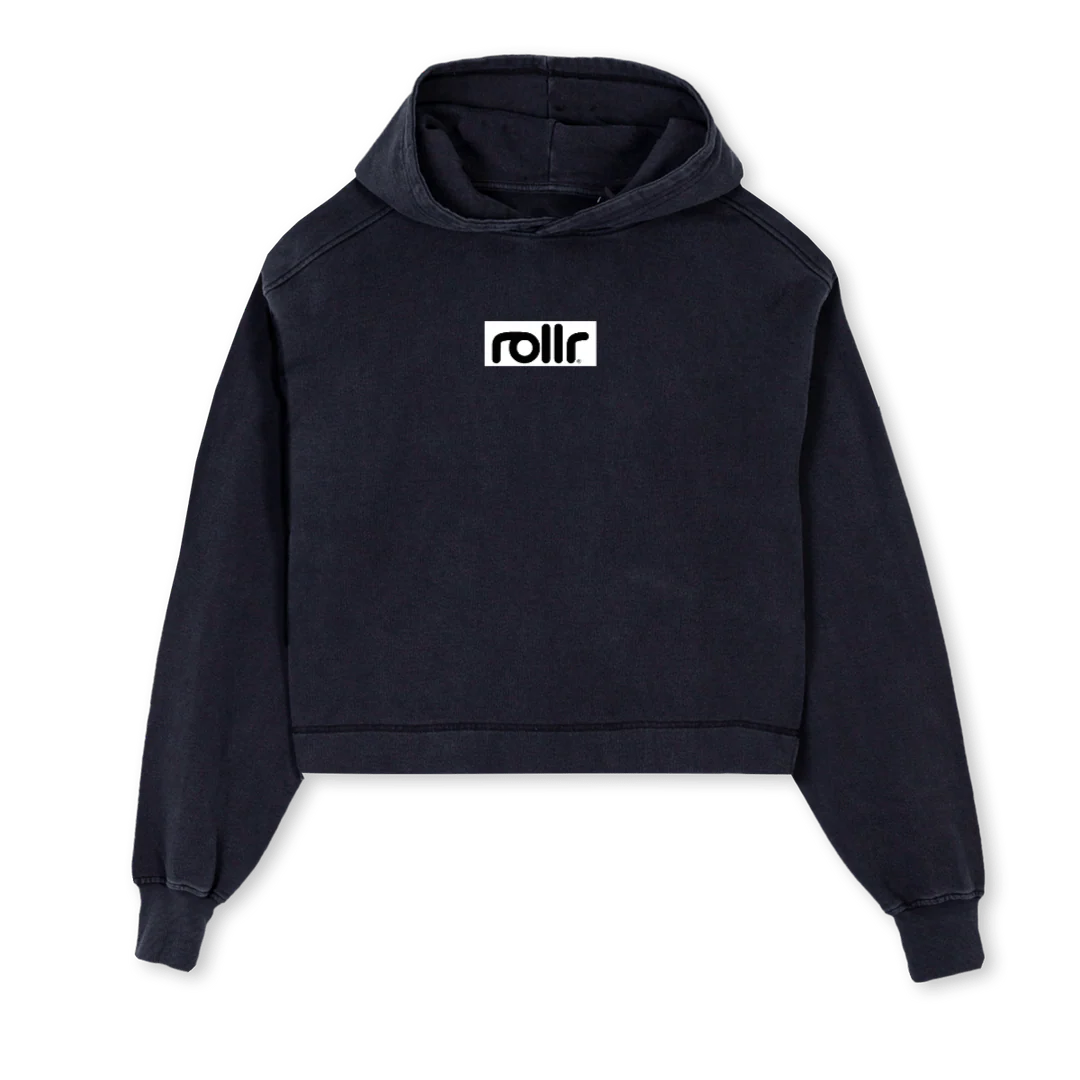 ROLLRCROPHOODIE Vintage Black Cropped Hoodie.
