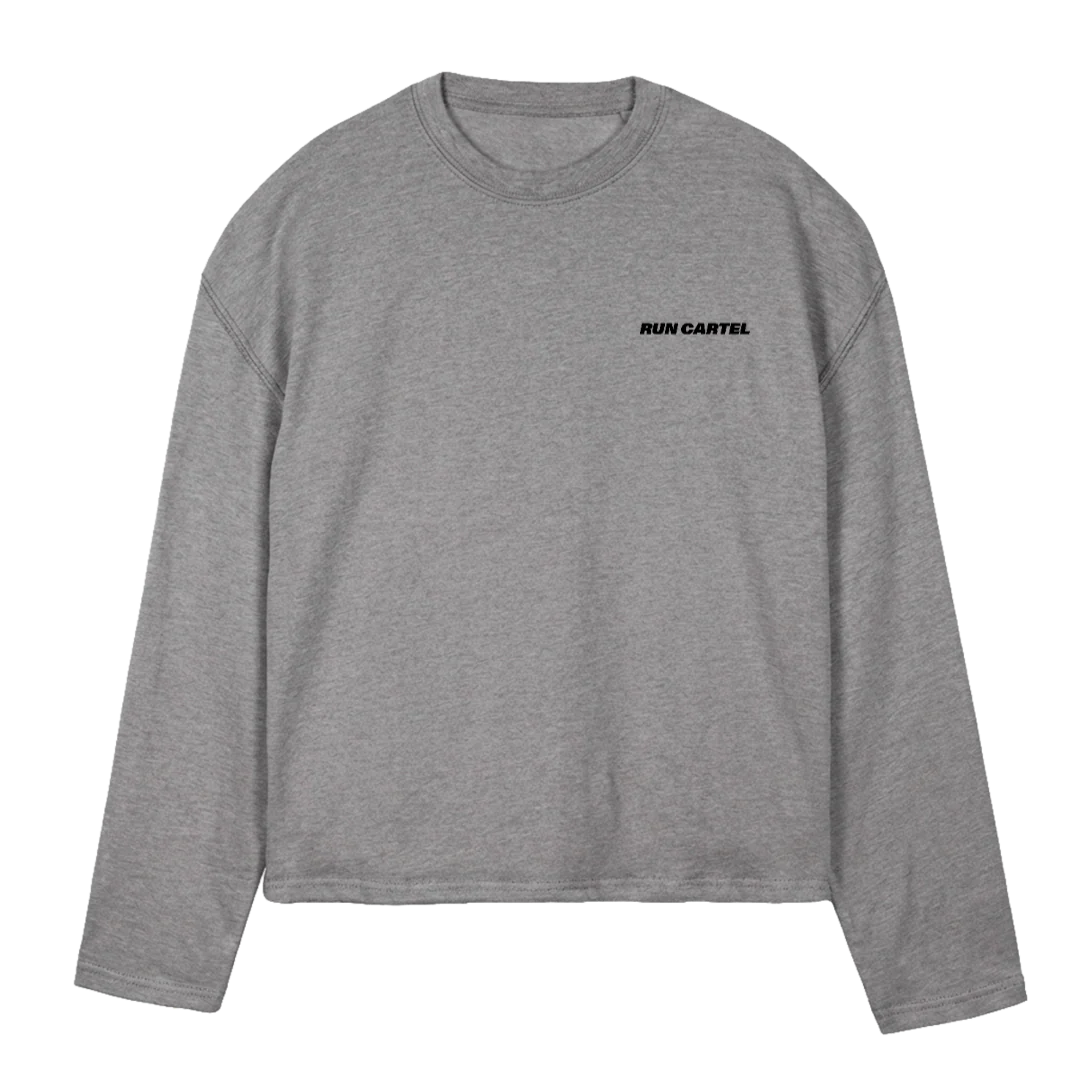 RUNCARTELTSHIRTONE Grey Marl Oversized Boxy LS Tee.