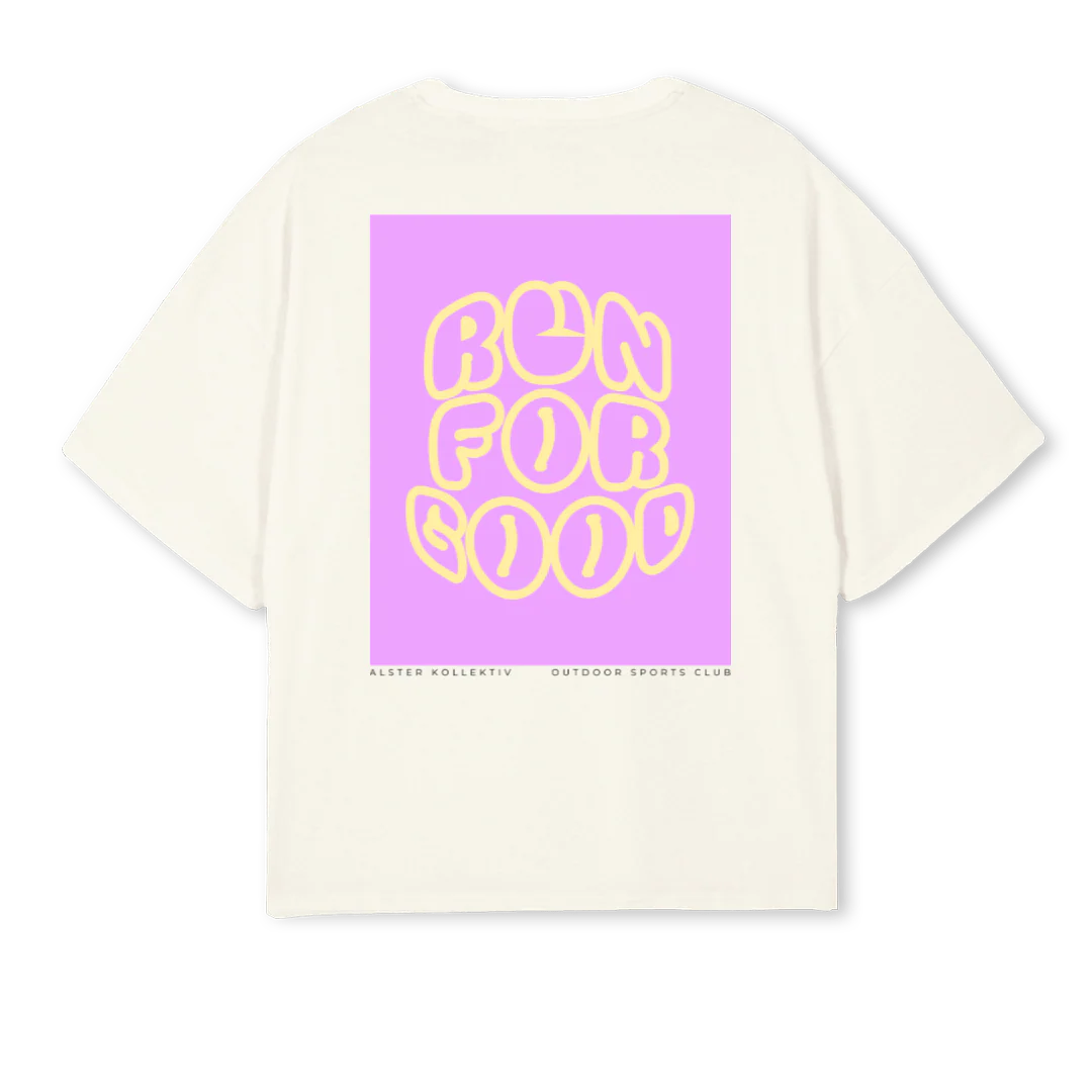 RUNFORGOOD Cream Oversized Boxy Tee. - Image 2