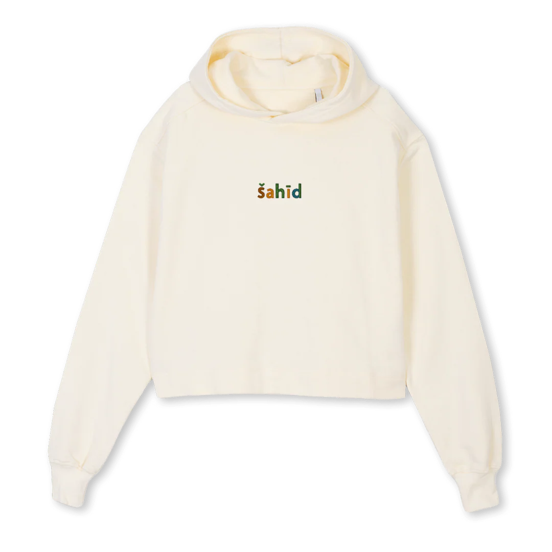 ŠAHID JABENA CURLY Cream Cropped Hoodie.