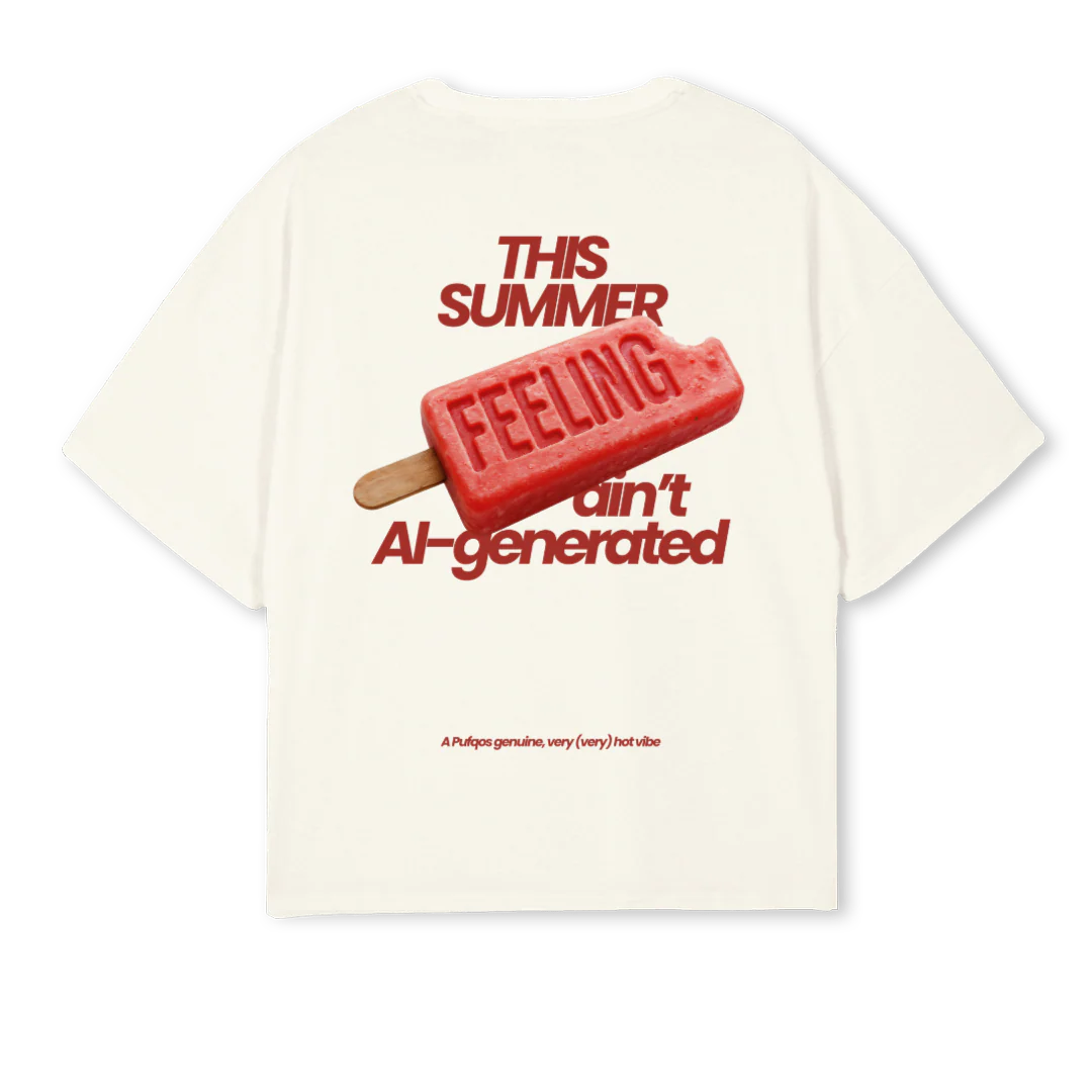 SAMPLEFEELINGVTWO Cream Oversized Boxy Tee. - Image 2