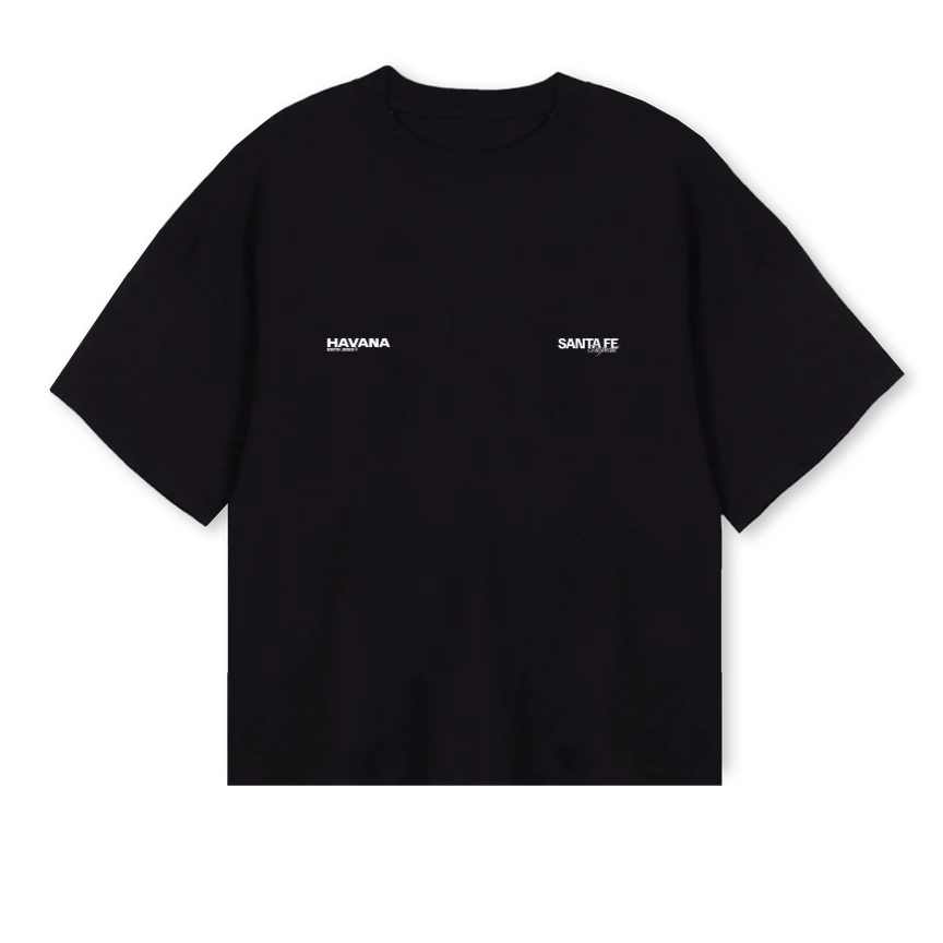 SANTA FE Black Oversized Boxy Tee.