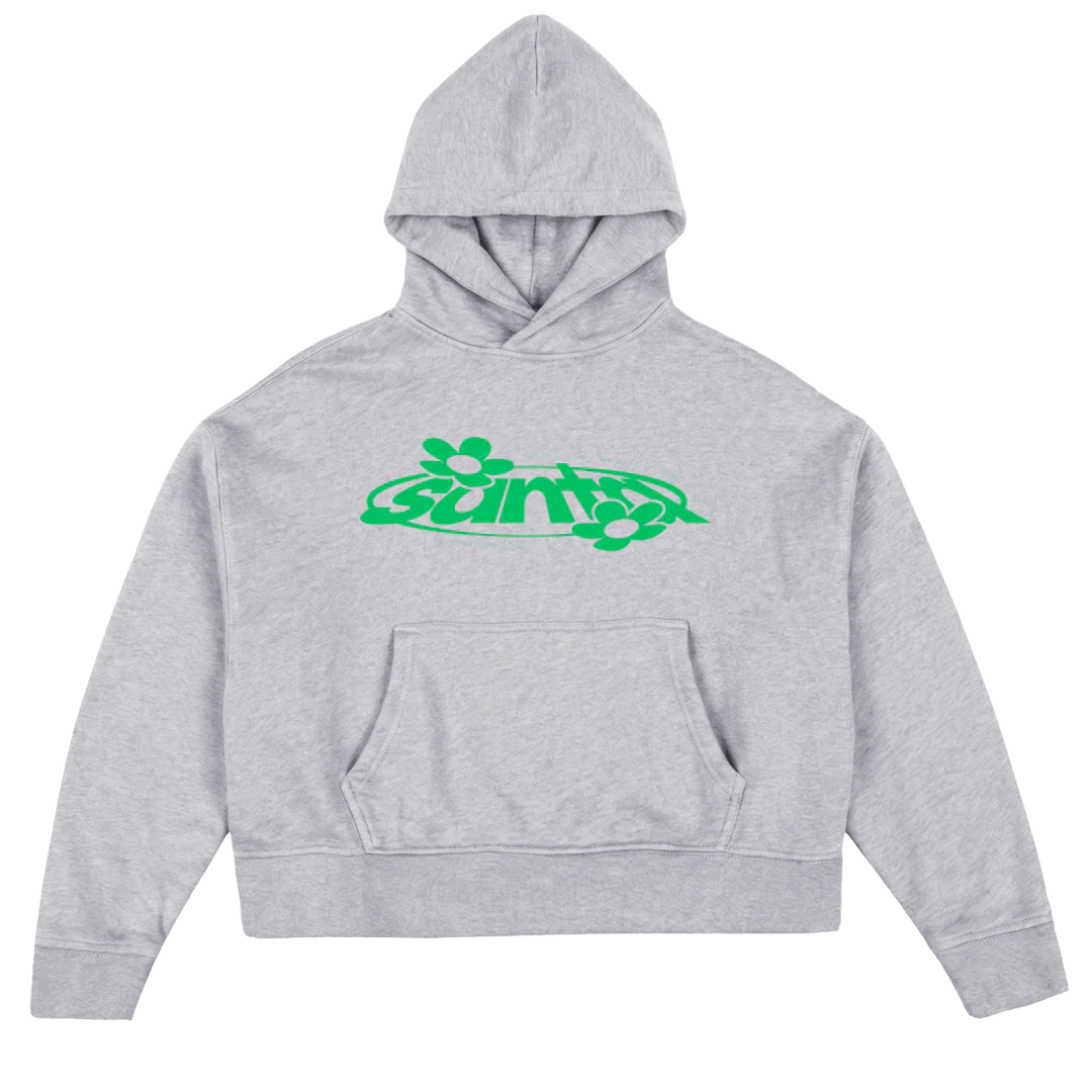 SANTAONEHOODIE_LGGREEN Light Grey Marl Oversized Boxy Hoodie.