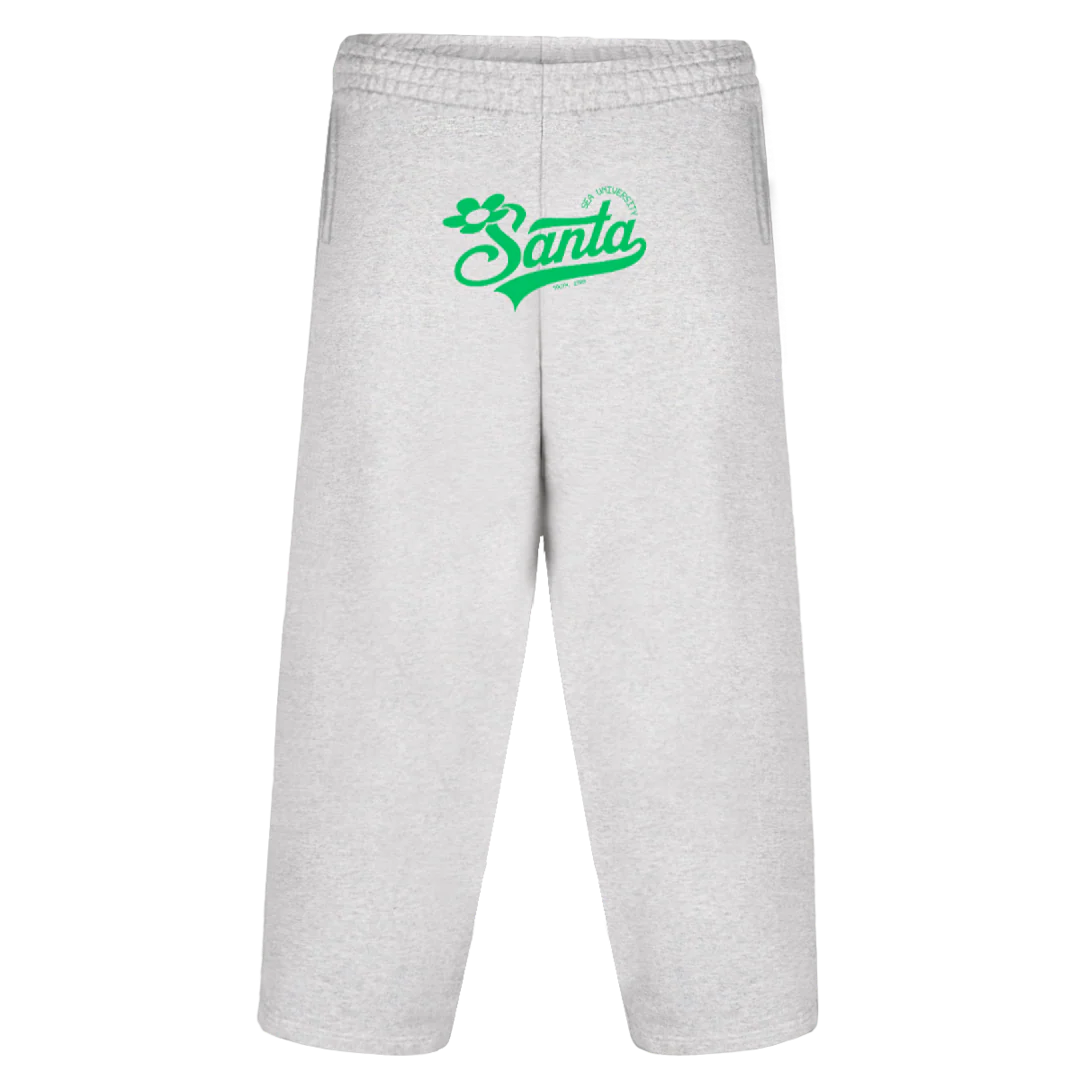 SANTAONEPANTA_LGGREEN Light Grey Marl Straight-Leg Baggy Sweatpants.