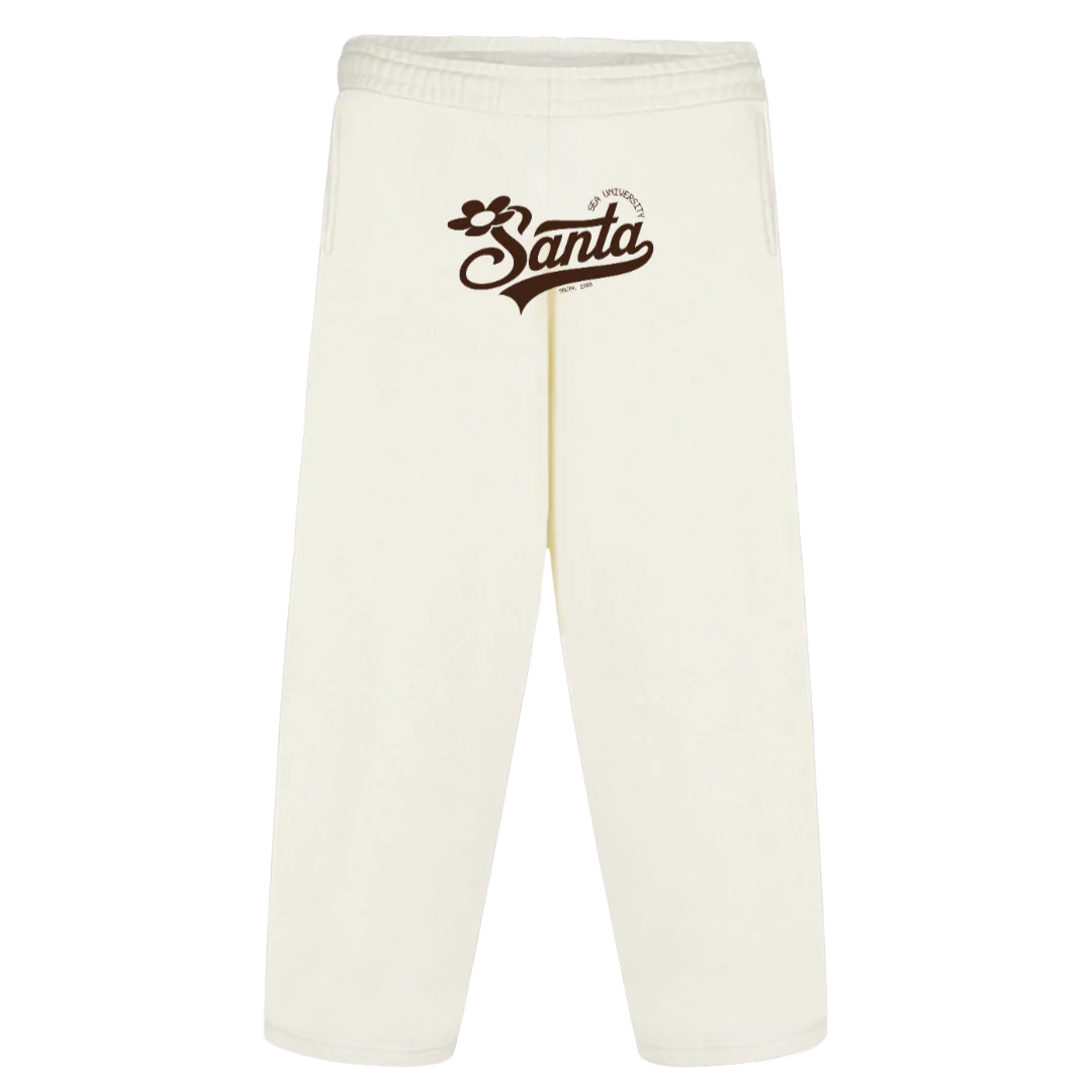 SANTAONEPANTA_BROWN Vintage White Straight-Leg Baggy Sweatpants.