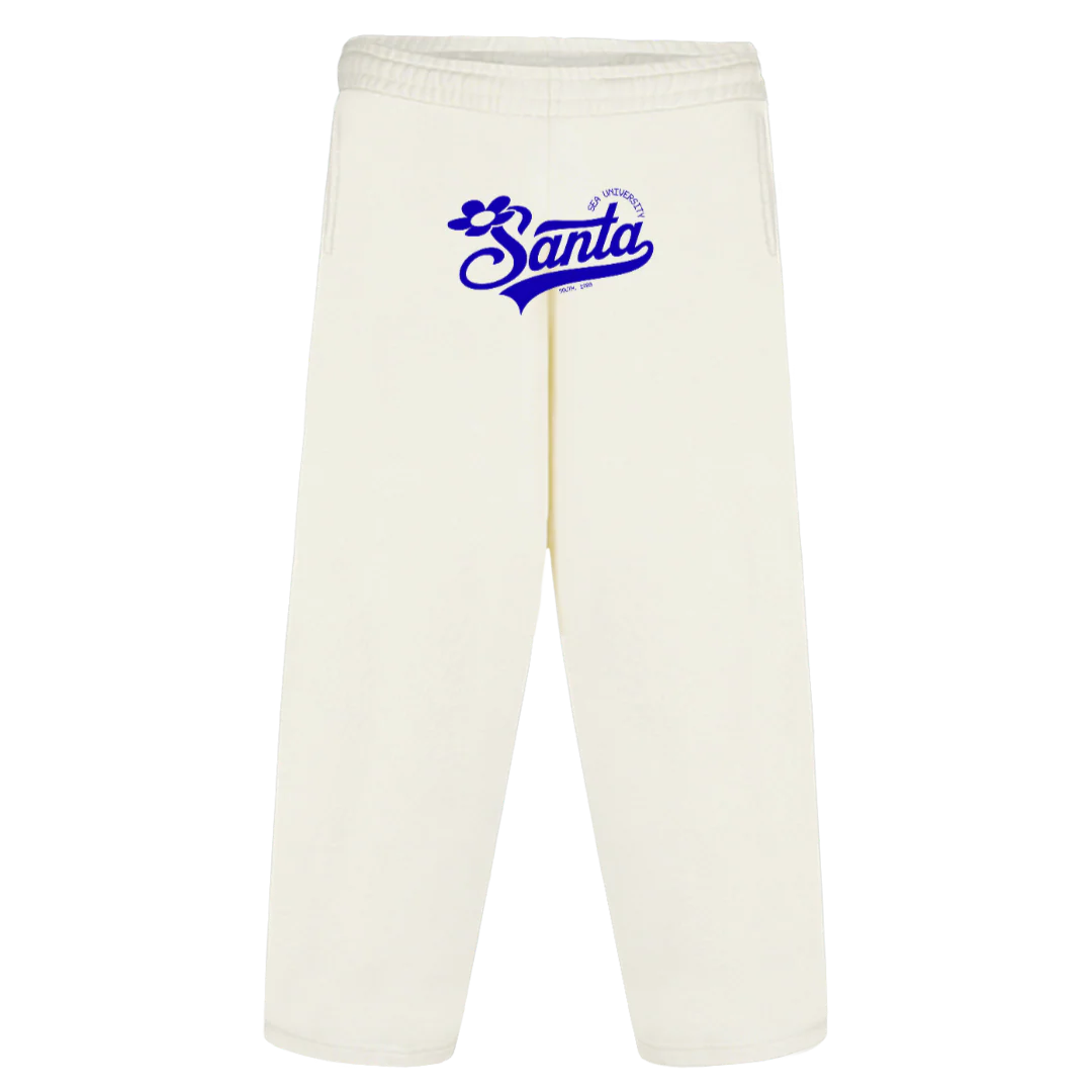 SANTAONEPANTA_BLUE Vintage White Straight-Leg Baggy Sweatpants.