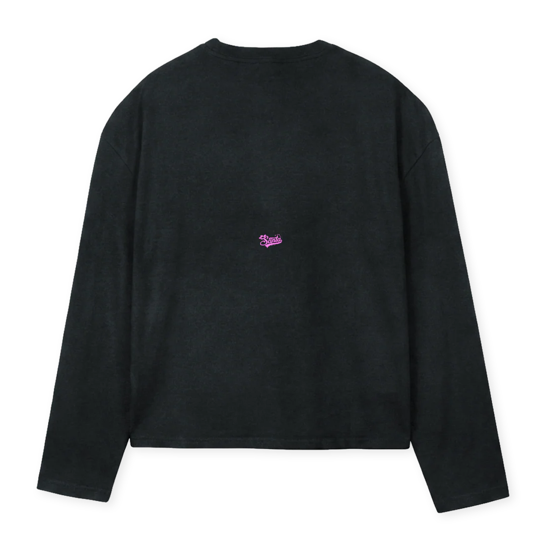 SANTATWOLONGLESEEVE_VB Vintage Black Oversized Boxy LS Tee. - Image 2