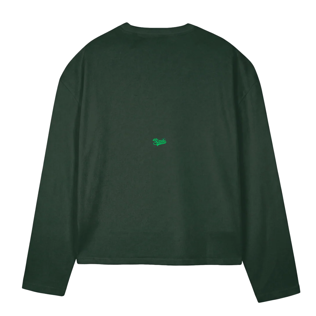 SANTATWOLONGLESEEVE_WGREEN Wild Green Oversized Boxy LS Tee. - Image 2
