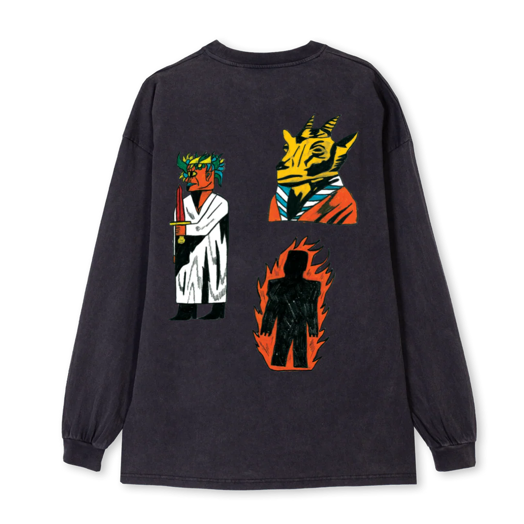 WICKERSAND Vintage Black Oversized LS Tee. - Image 2