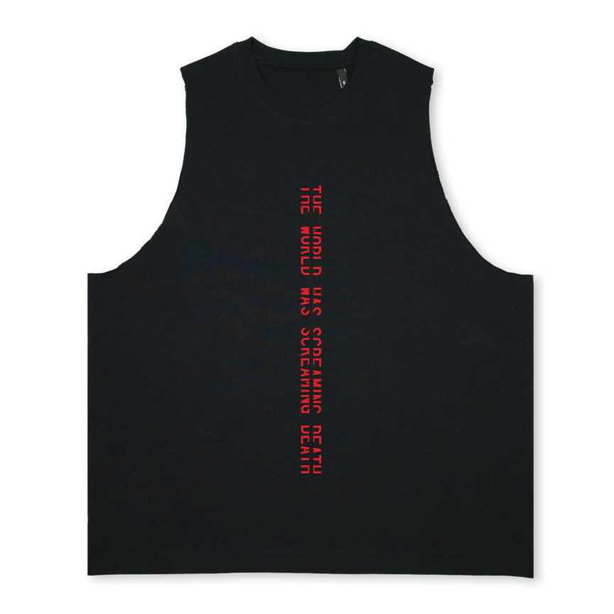 SCREAMINGSLEEVELESS Deep Black Oversized Vest.