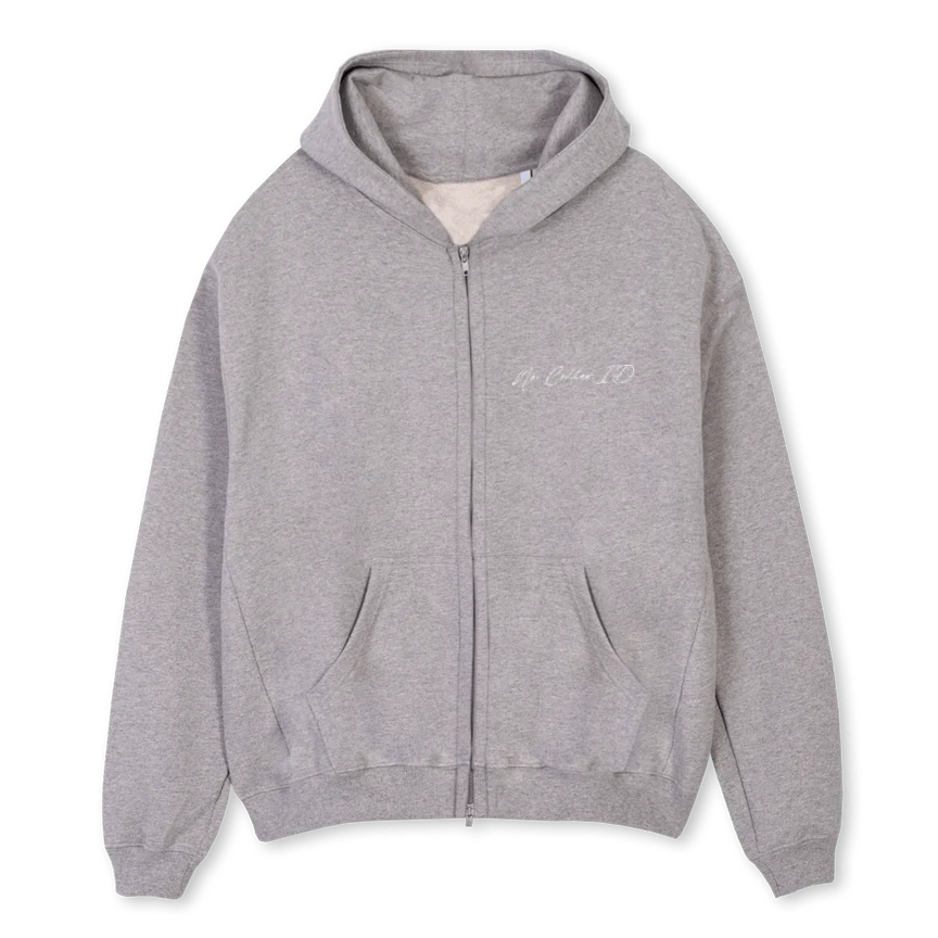 SCRIPTGREYHOODIE Grey Marl Oversized Zipped Hoodie.