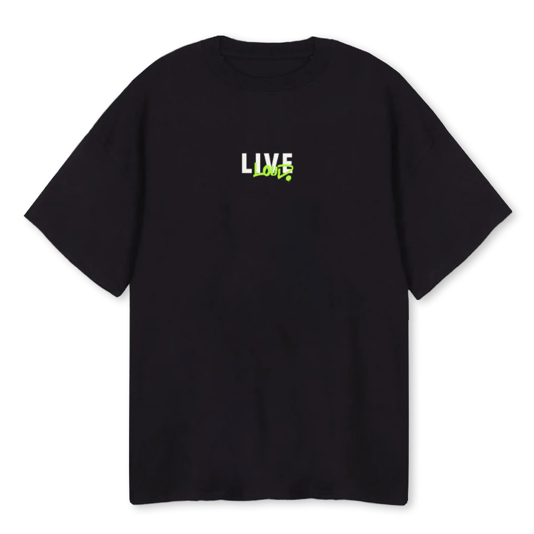 SECONDBKOVNIB  Black Oversized Tee.