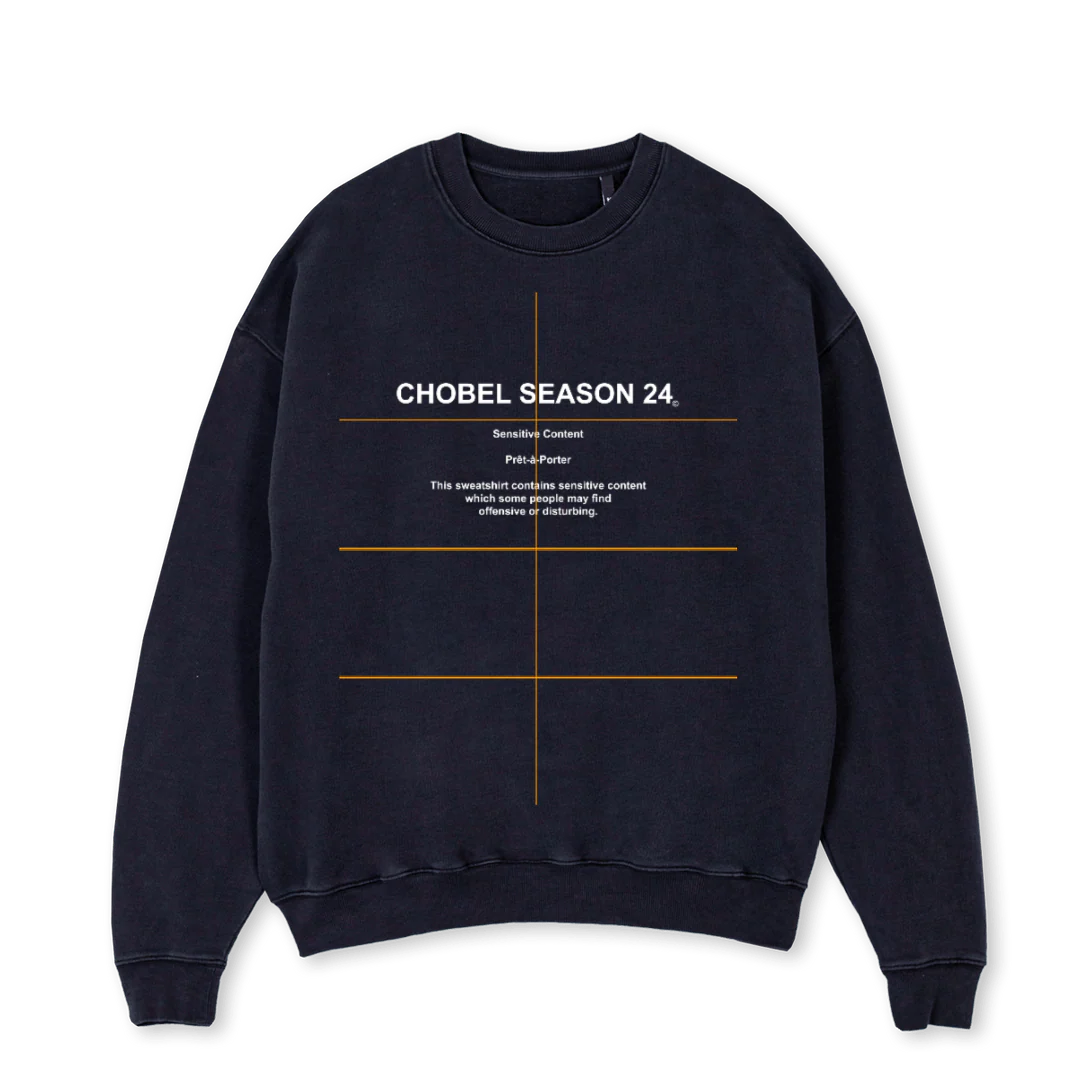 SENSICO Vintage Black Oversized Crewneck Sweater.