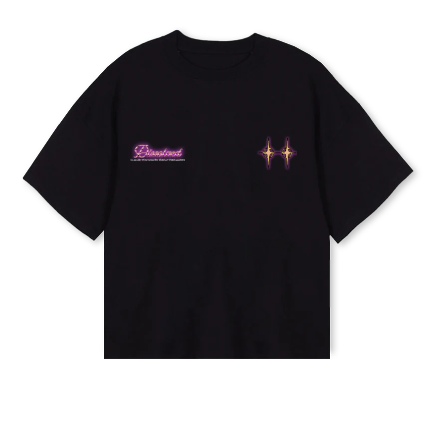 SERENITY DSSLVD  Black Oversized Boxy Tee.