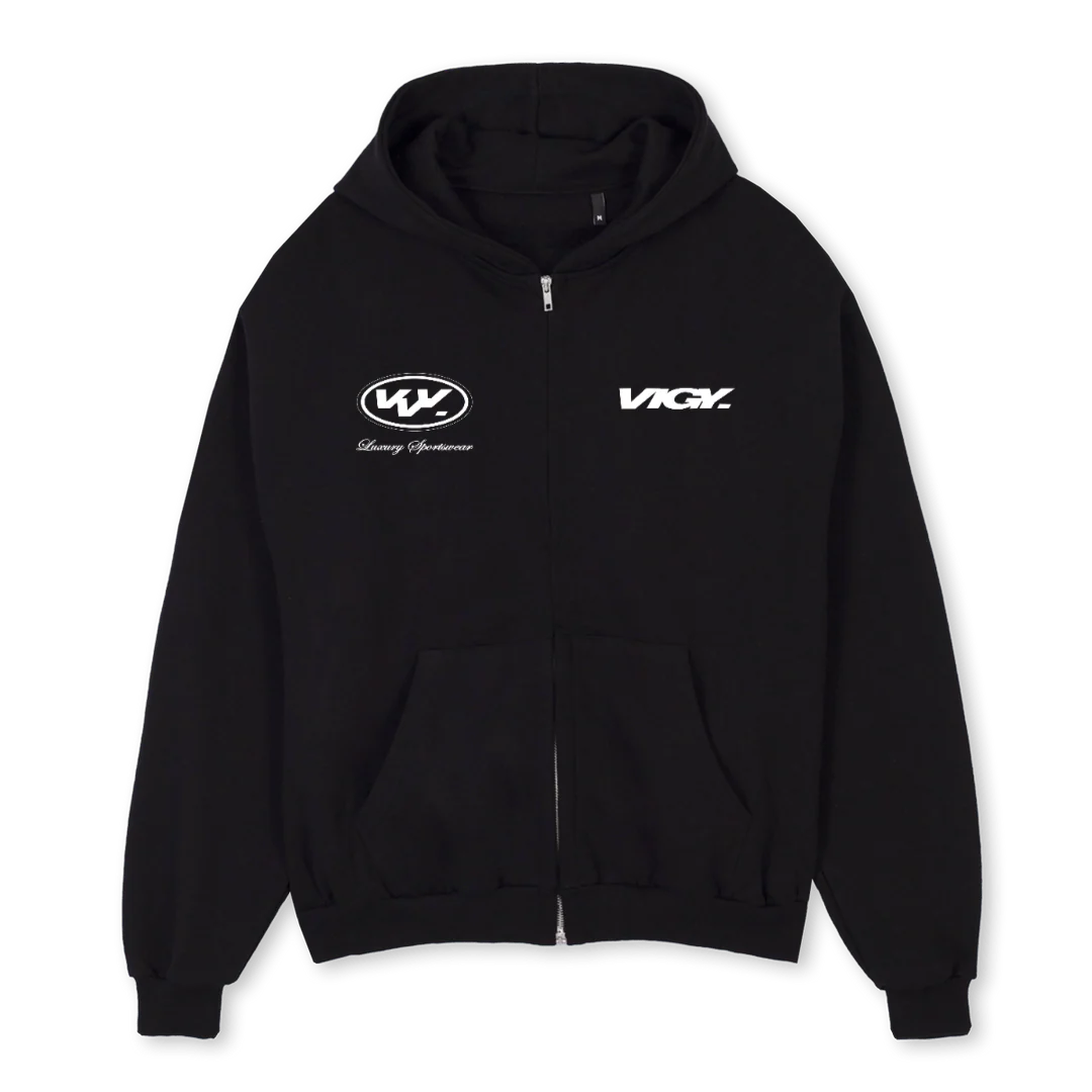 SIGNATUREBZIP Black Oversized Zipped Hoodie.