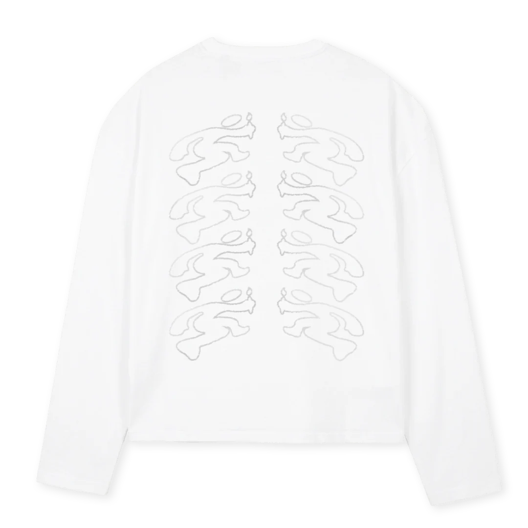 SKELETON  White Oversized Boxy LS Tee. - Image 2